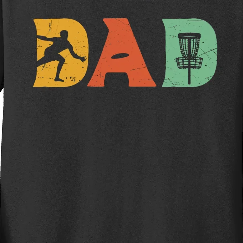 Best Disc Golf Dad Retro Fathers Day For Men Dad Sports Kids Long Sleeve Shirt