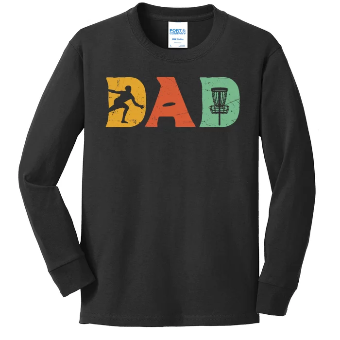 Best Disc Golf Dad Retro Fathers Day For Men Dad Sports Kids Long Sleeve Shirt