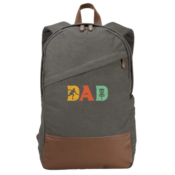 Best Disc Golf Dad Retro Fathers Day For Men Dad Sports Cotton Canvas Backpack