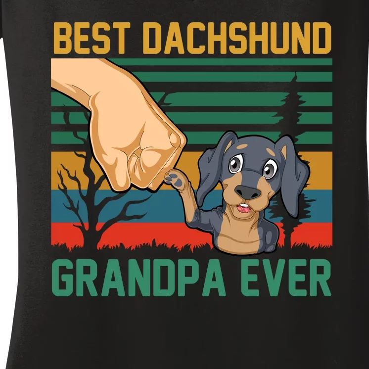 Best Dachshund Grandpa Ever Women's V-Neck T-Shirt