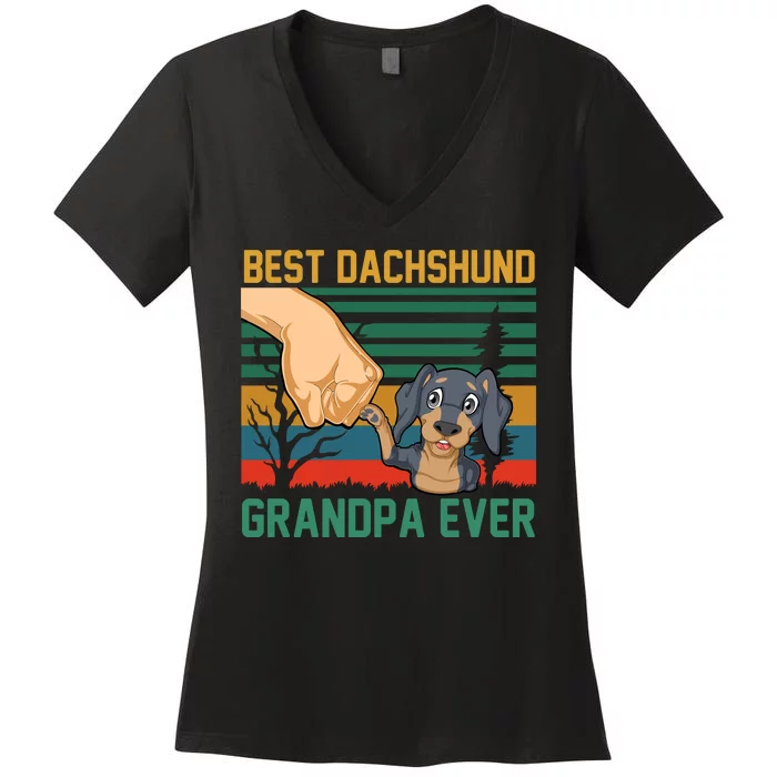 Best Dachshund Grandpa Ever Women's V-Neck T-Shirt