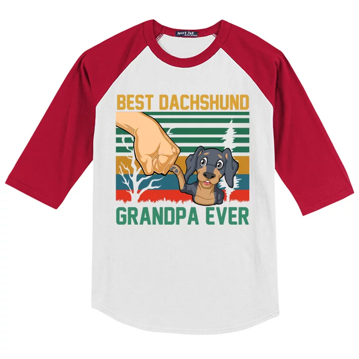 Best Dachshund Grandpa Ever Kids Colorblock Raglan Jersey