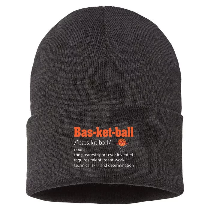 Basketball Definition Gift For Coach Ballers Hoopers Sustainable Knit Beanie