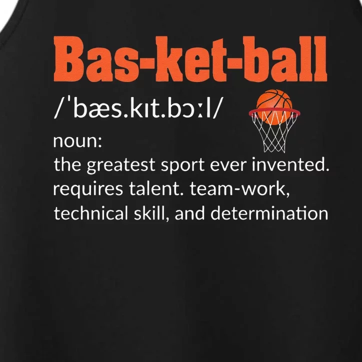 Basketball Definition Gift For Coach Ballers Hoopers Performance Tank