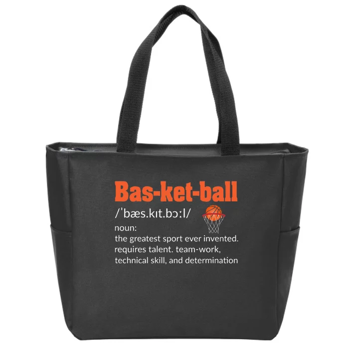 Basketball Definition Gift For Coach Ballers Hoopers Zip Tote Bag