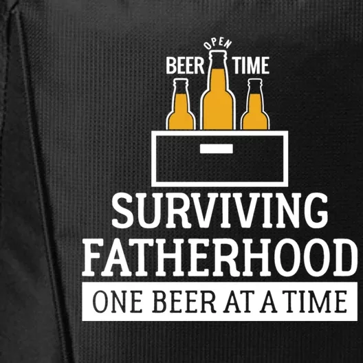 Beer Dad Gift Funny Surviving Fatherhood One Beer At A Time Gift City Backpack