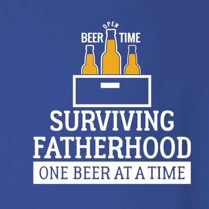 Beer Dad Gift Funny Surviving Fatherhood One Beer At A Time Gift Toddler Long Sleeve Shirt