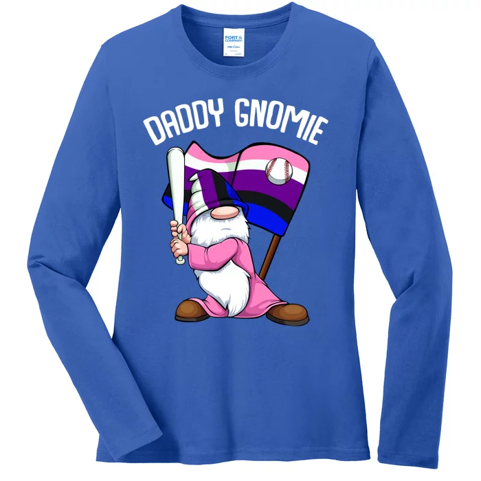 Baseball Daddy Gnome Lgbtgiftq Genderfluid Pride Flag Color Gift Ladies Long Sleeve Shirt