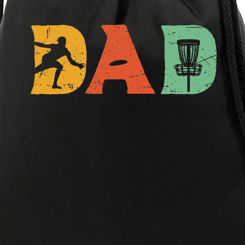 Best Disc Golf Dad Retro Fathers Day For Dad Sports Drawstring Bag