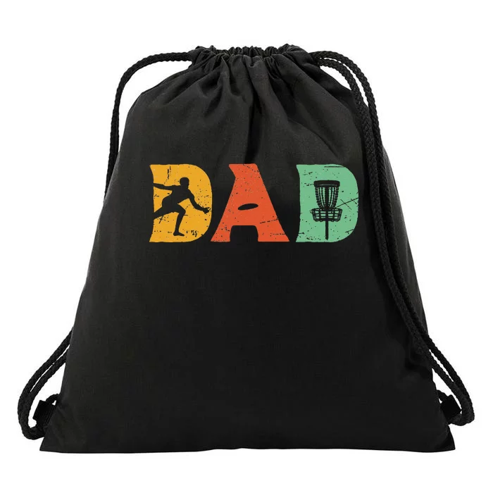 Best Disc Golf Dad Retro Fathers Day For Dad Sports Drawstring Bag