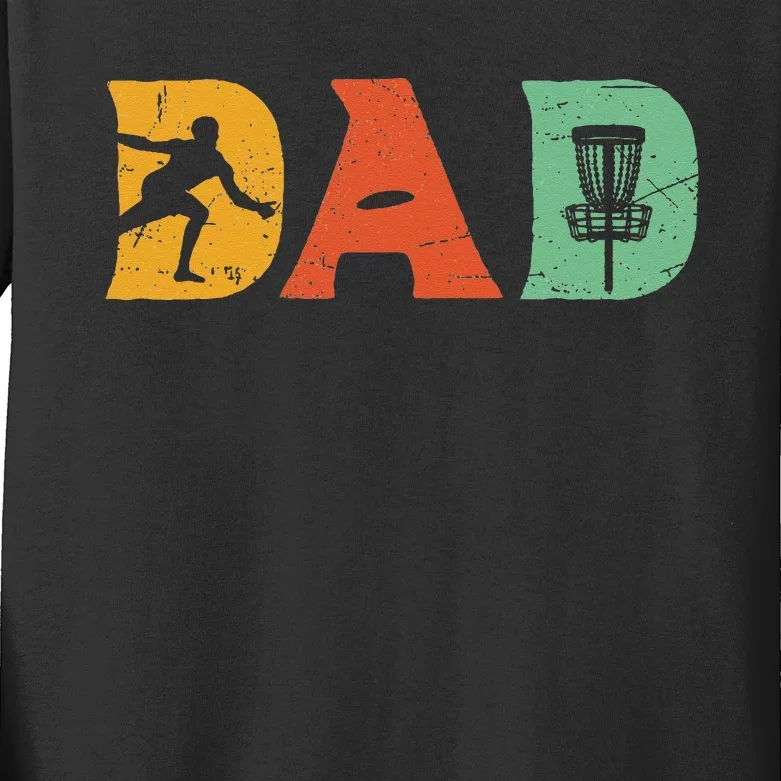 Best Disc Golf Dad Retro Fathers Day For Dad Sports Kids Long Sleeve Shirt