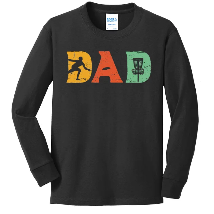 Best Disc Golf Dad Retro Fathers Day For Dad Sports Kids Long Sleeve Shirt