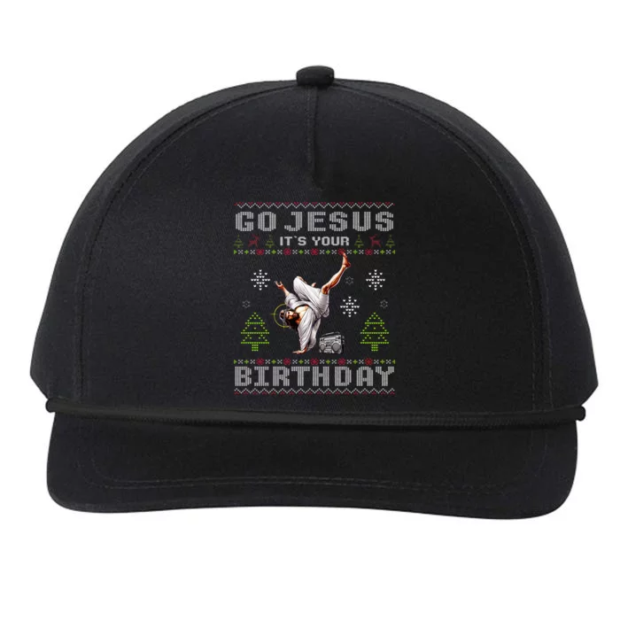 Break Dance Go Jesus It's Your Birthday Merry Christmas Day Snapback Five-Panel Rope Hat