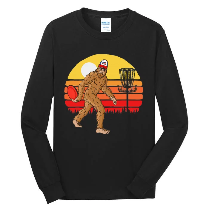 Bigfoot Disc Golf Cryptid Sasquatch Disc Golfer Tall Long Sleeve T-Shirt