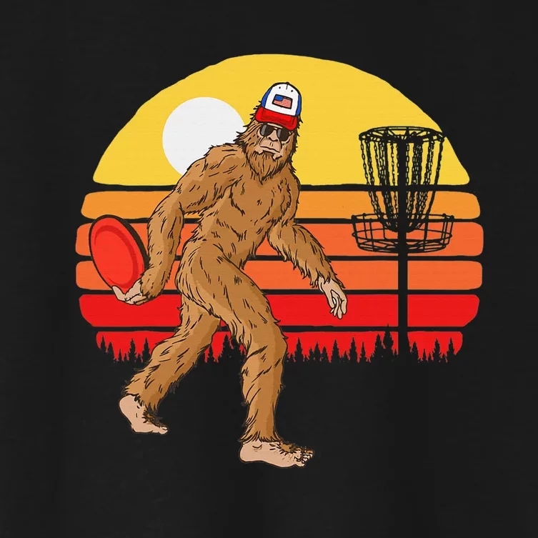 Bigfoot Disc Golf Cryptid Sasquatch Disc Golfer Women's Crop Top Tee