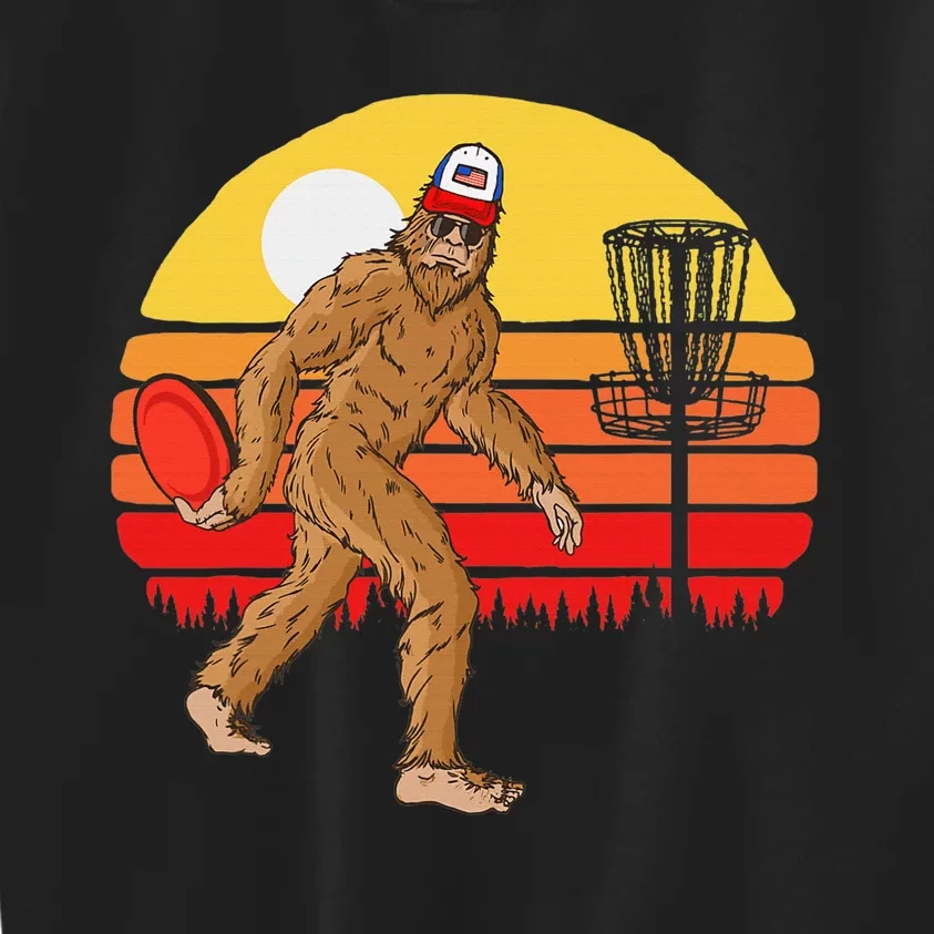 Bigfoot Disc Golf Cryptid Sasquatch Disc Golfer Kids Sweatshirt