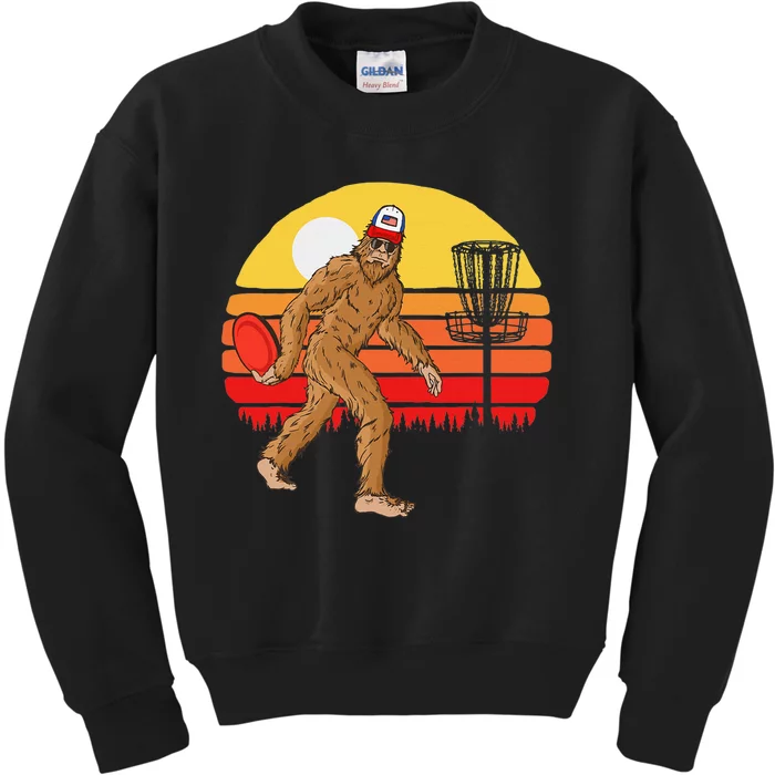 Bigfoot Disc Golf Cryptid Sasquatch Disc Golfer Kids Sweatshirt