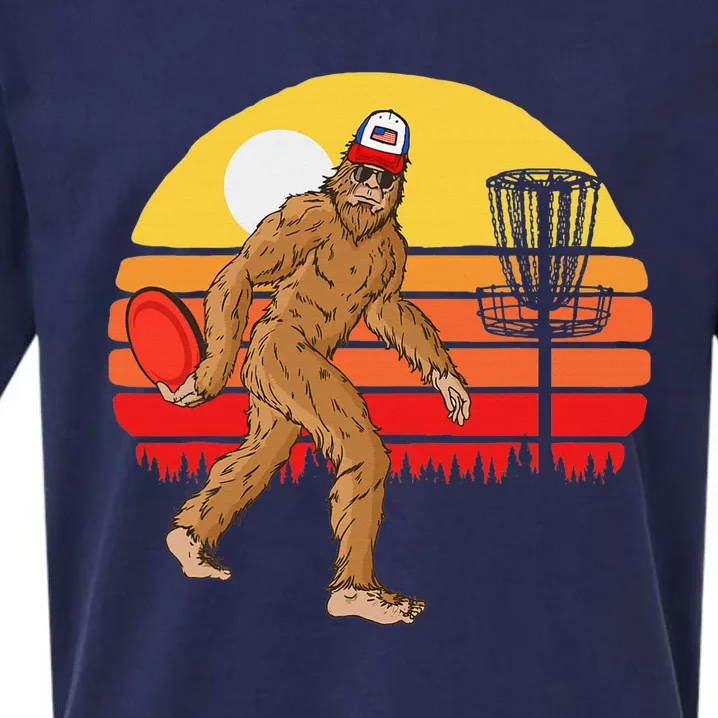 Bigfoot Disc Golf Cryptid Sasquatch Disc Golfer Sueded Cloud Jersey T-Shirt