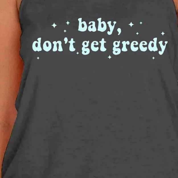 Baby DonT Get Greedy Apparel Women's Knotted Racerback Tank