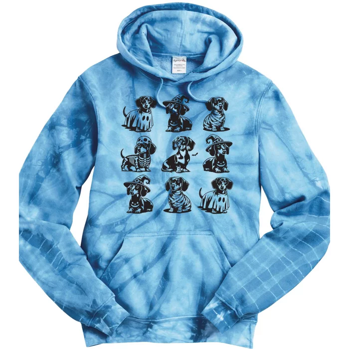 Boo Dachshund Halloween Spooky Dog Wiener Halloween Costume Tie Dye Hoodie