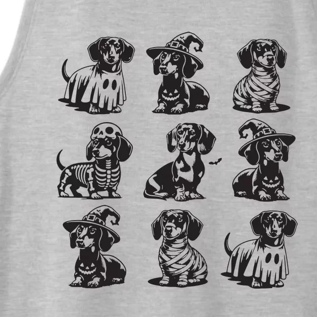 Boo Dachshund Halloween Spooky Dog Wiener Halloween Costume Ladies Tri-Blend Wicking Tank