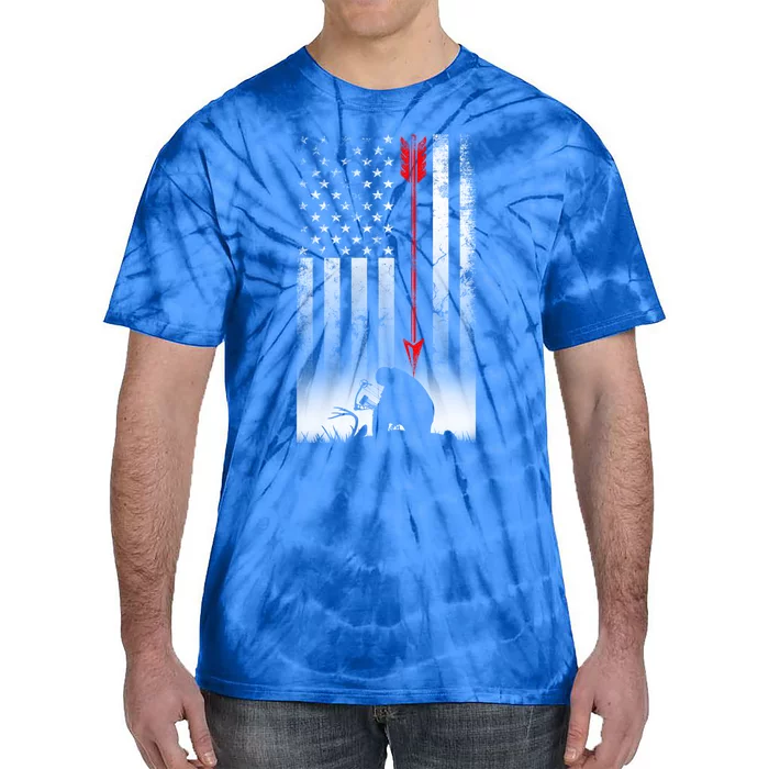 Bow Deer Hunting American Flag Gift For Bow Hunting Cute Gift Tie-Dye T-Shirt