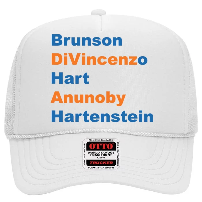 Brunson Divincenzo Hart Anunoby Hartenstein Ny High Crown Mesh Trucker Hat