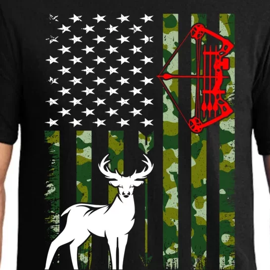 Buck Deer Hunting American Flag Camouflage Bow Hunting Pajama Set