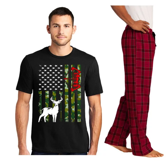 Buck Deer Hunting American Flag Camouflage Bow Hunting Pajama Set