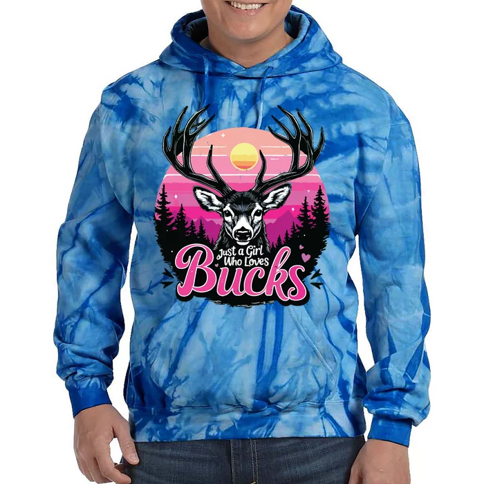 Buck Deer Hunting Hunter Girl Vintage Hunt Tie Dye Hoodie