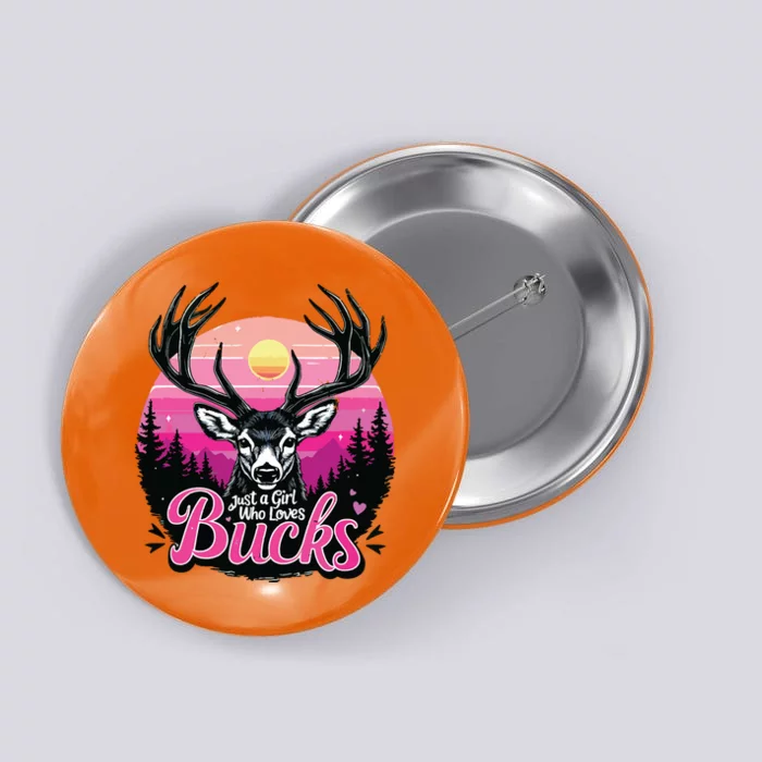 Buck Deer Hunting Hunter Girl Vintage Hunt Button