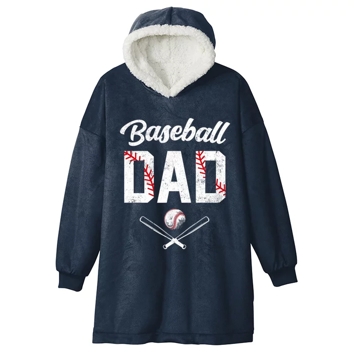 Baseball Dad Happy Fathers Day Wife Daughter Hooded Wearable Blanket