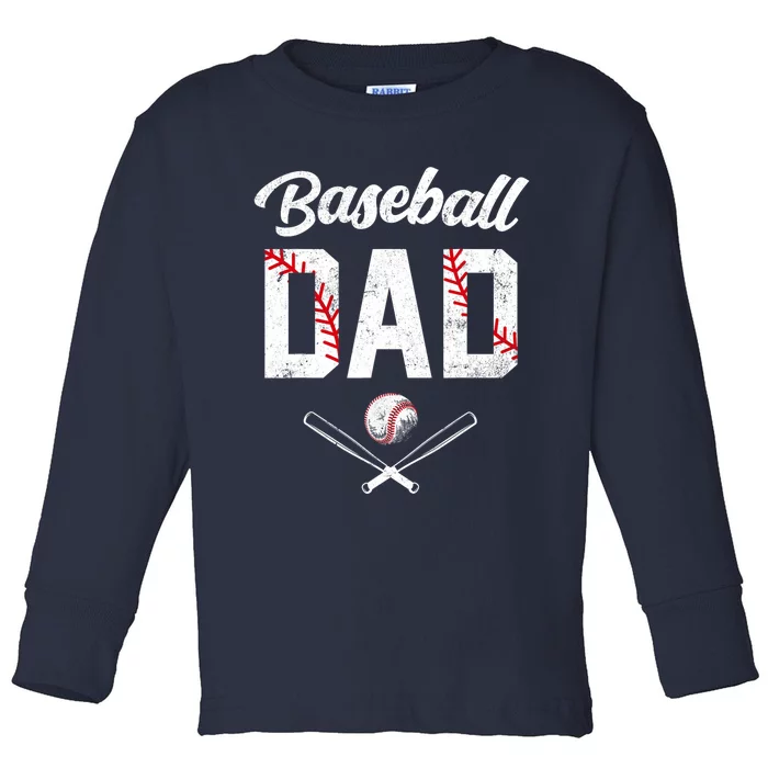 Baseball Dad Happy Fathers Day Wife Daughter Toddler Long Sleeve Shirt