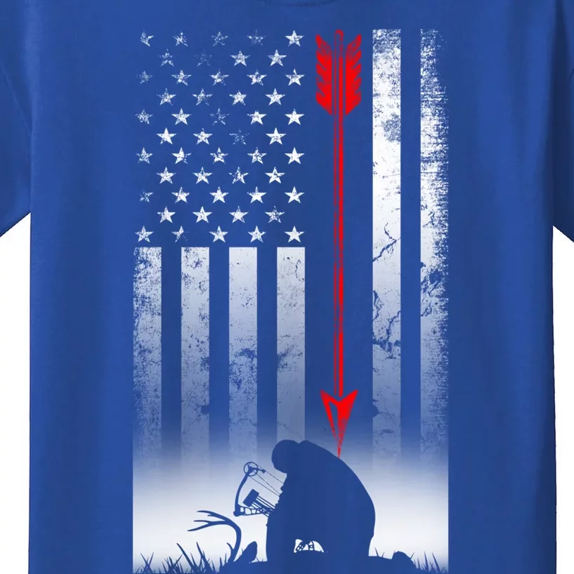 Bow Deer Hunting American Flag Gift For Bow Hunting Great Gift Kids T-Shirt