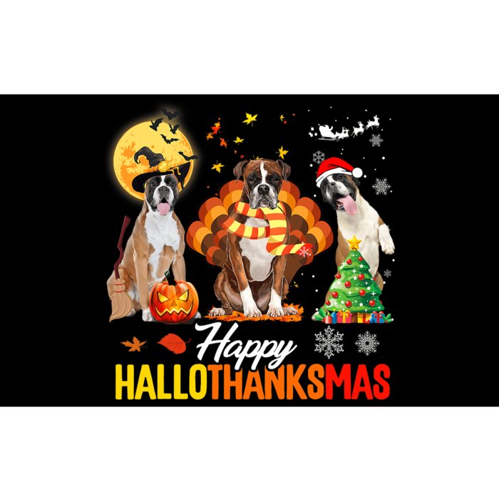 Boxer Dog Happy Hallothanksmas Halloween Thanksgiving Xmas Bumper Sticker