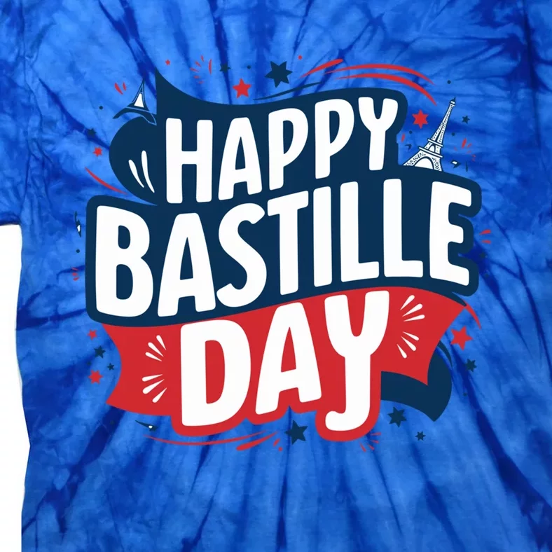 Bastille Day Happy 14th July France Patriotic Eiffel Tower Gift Tie-Dye T-Shirt