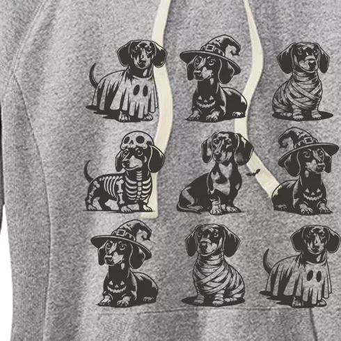 Boo Dachshund Halloween Spooky Dog Wiener Halloween Costume Women's Fleece Hoodie