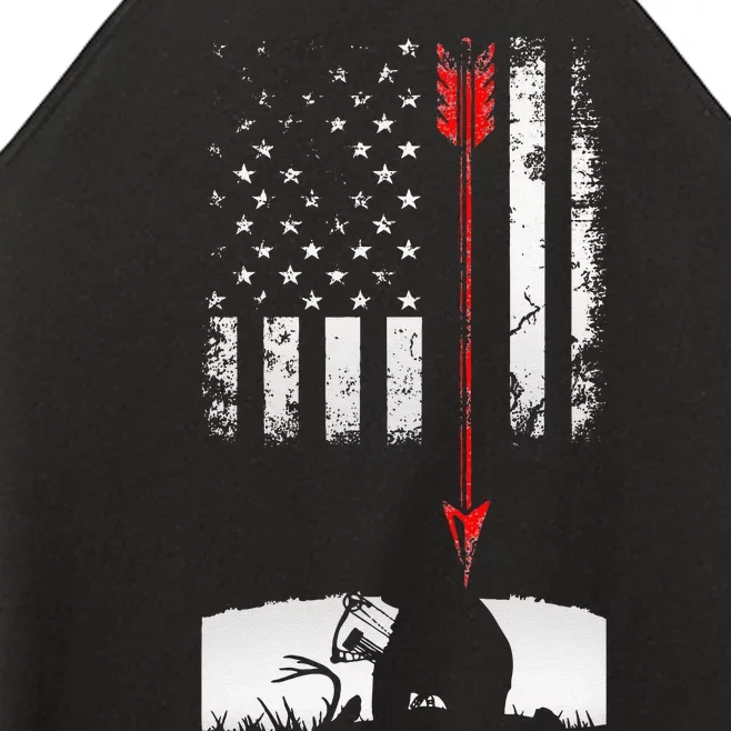 Bow Deer Hunting American Flag Gift For Bow Hunting Women’s Perfect Tri Rocker Tank