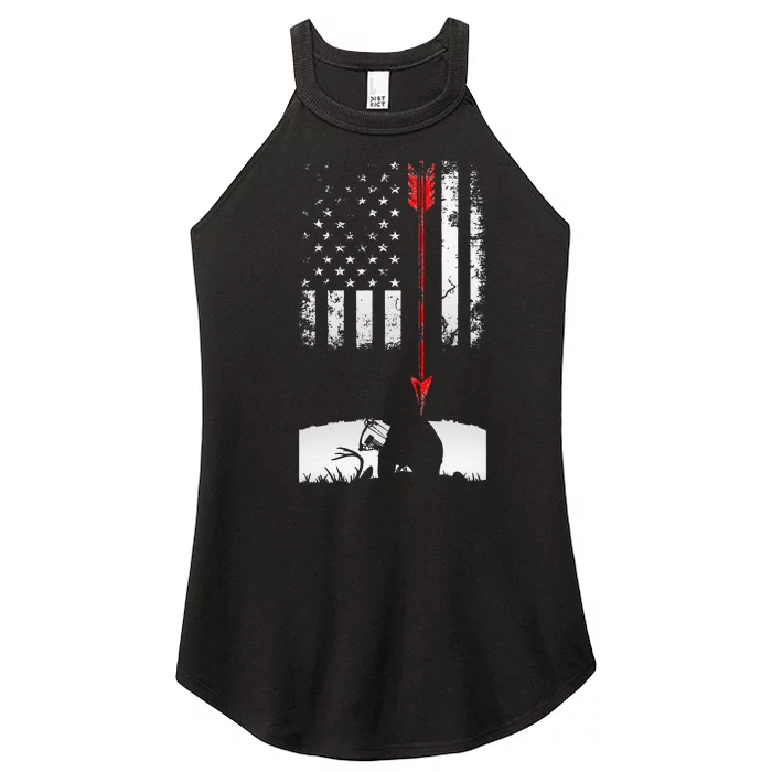 Bow Deer Hunting American Flag Gift For Bow Hunting Women’s Perfect Tri Rocker Tank