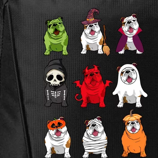 Bulldogs Dog Halloween Funny Bulldogs Costume Ghost Monster City Backpack