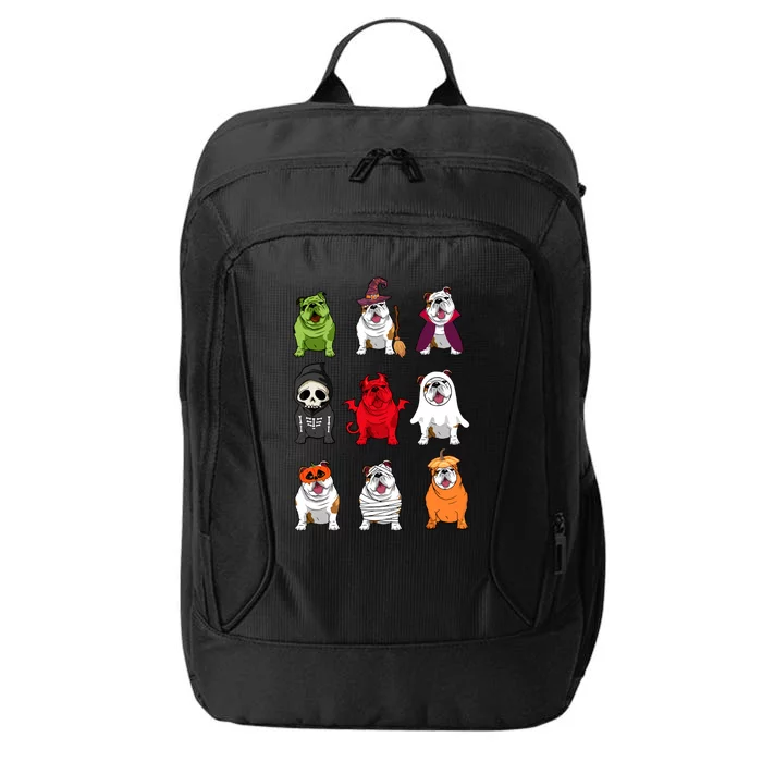 Bulldogs Dog Halloween Funny Bulldogs Costume Ghost Monster City Backpack