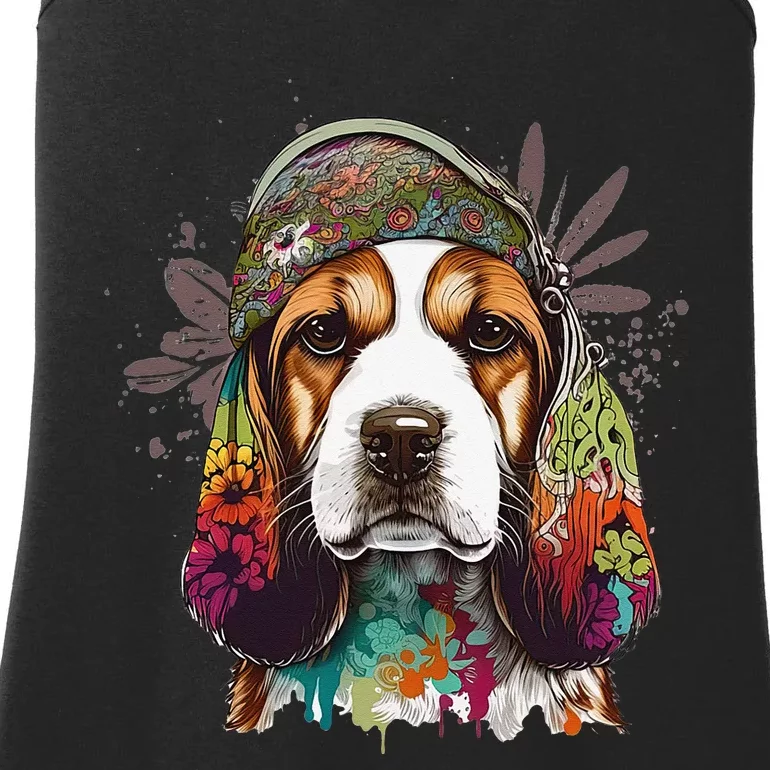 Beagle Dog Hippie Funny dog lovers Ladies Essential Tank