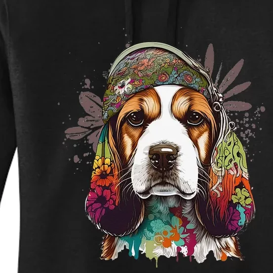 Beagle Dog Hippie Funny dog lovers Women's Pullover Hoodie