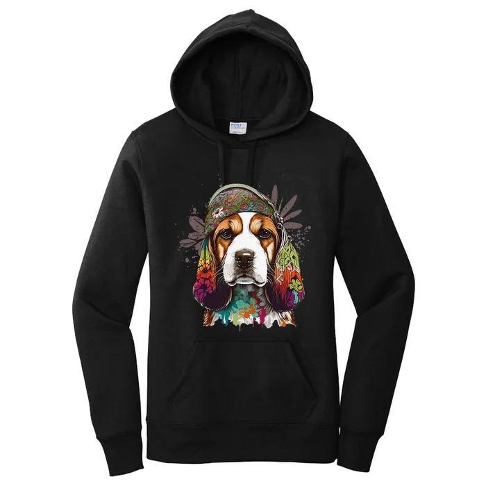 Beagle Dog Hippie Funny dog lovers Women's Pullover Hoodie