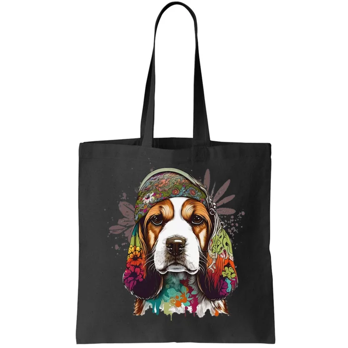 Beagle Dog Hippie Funny dog lovers Tote Bag