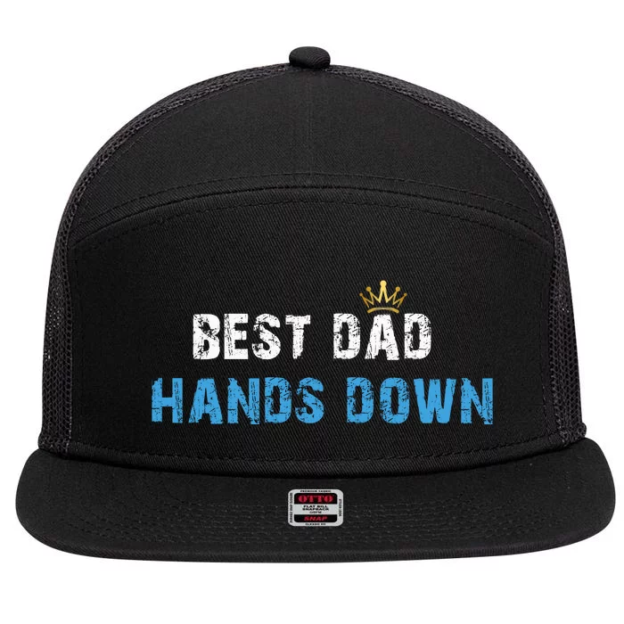 Best Dad Hands Down 7 Panel Mesh Trucker Snapback Hat