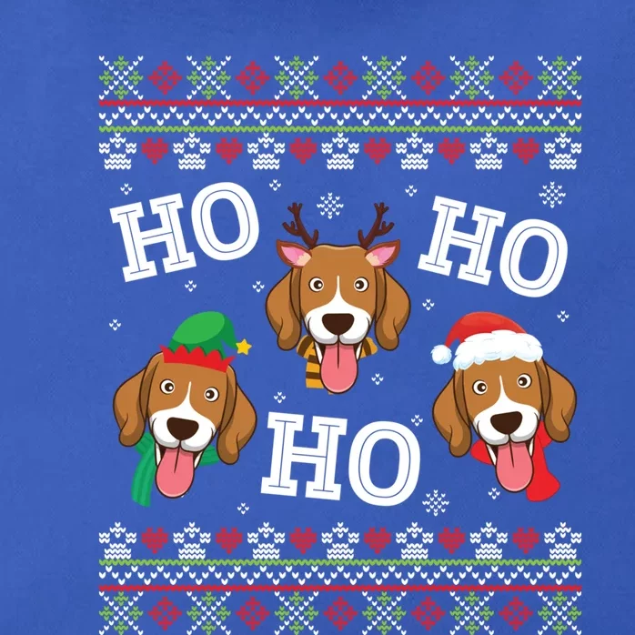 Beagle Dog Ho Ho Ho Merry Christmas Day Dad Mom Ugly Sweater Funny Gift Zip Tote Bag