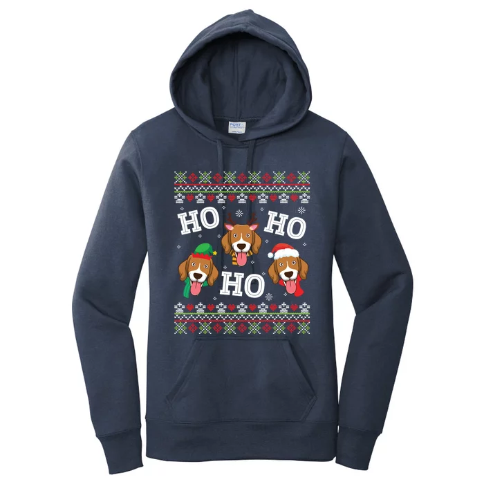 Beagle Dog Ho Ho Ho Merry Christmas Day Dad Mom Ugly Sweater Funny Gift Women's Pullover Hoodie