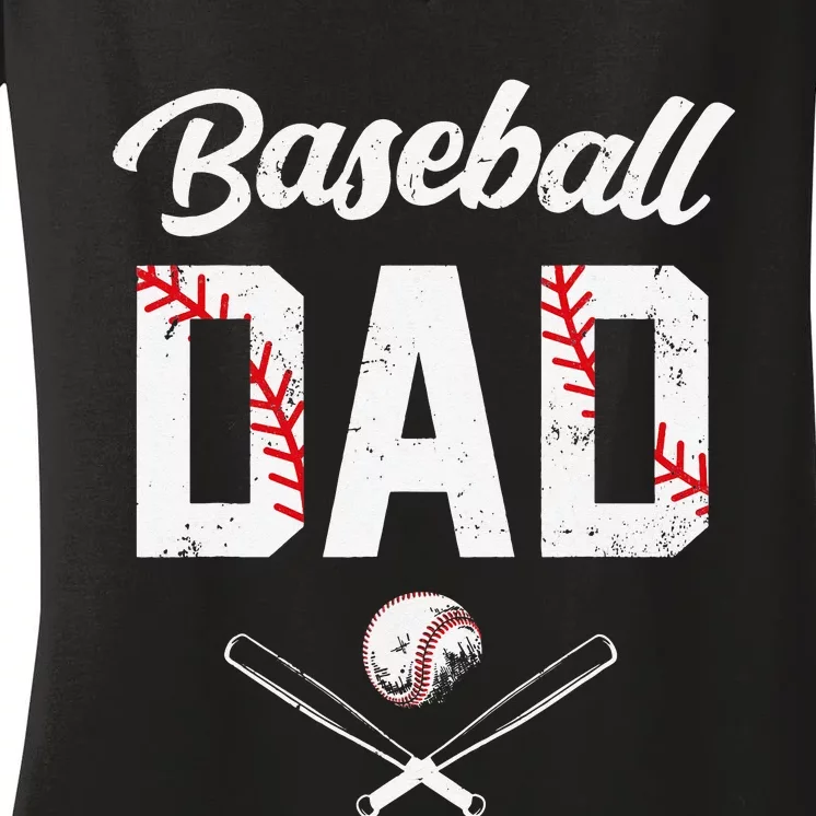 Baseball Dad Happy Fathers Day Shirts for  Boys Kid Women's V-Neck T-Shirt