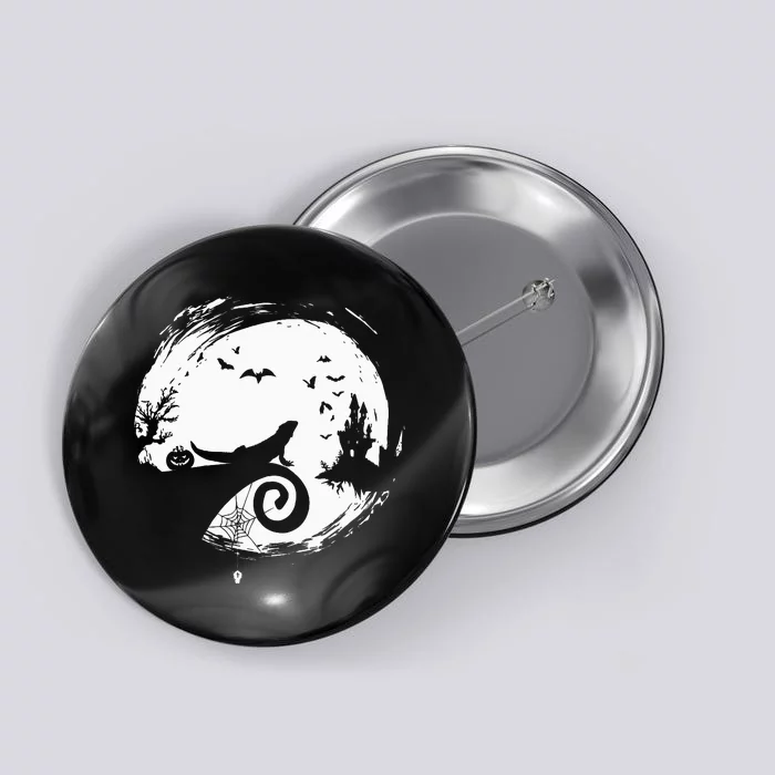 Bearded Dragon Halloween Costume Moon Silhouette Creepy Button